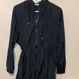 Zeagoo Knee Length Black Rain Coat with Hood